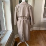 Vintage J&H Fashions Taupe Beige Full Length Trench Coat Wool Plaid Flannel Gray Size 12 Photo 4