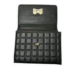 Charles David Quilted Black Bow Satchel Bag | Faux Leather Red Lining Top Handle Photo 6