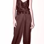 ZARA Crinkle Effect Peplum Tank Red Shiny Silk Satin V-Neck Cami Camisole Top M Photo 2