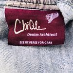 CHI QLE Women Long Sleeve Collared Pearl Snap Button Down Blue Denim Shirt Small Photo 5