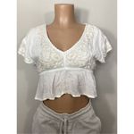 Anthropologie New.  RAGA Sorrento Peplum Crop Top in White Photo 5