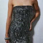 Urban Outfitters NWT  SILENCE + NOISE Black Drippy Sequin Strapless Mini Dress Photo 0