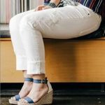 CAbi  #5490 White Slim Boyfriend Woodstock Embroidered Floral Jeans Size 2 EUC Photo 1