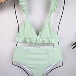 Lost + Wander  Sage for Days Ruffle Top & High Waisted Bottom Bikini Swimsuit Photo 0