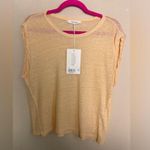 frame denim NWT Frame Washed Nude Peach Pink 100% Organic Linen Rolled Muscle T-Shirt S Photo 1