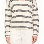 Sanctuary  Striped V-Neck Pullover Sweater Relaxed Fit Cream Black Size‎ S Photo 0