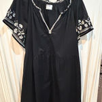 Old Navy  Black Embroidered‎ Peasant Dress Short Sleeve Summer Casual Cute L Photo 0