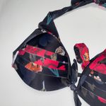 COCOSHIP  Black Floral Halter Bikini Swim Bathing Suit Top Women's Size XL Photo 3