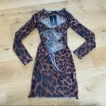 Pretty Little Thing - Leopard Mesh Tie Detail Mini Dress Cover Up in Black Brown Photo 2