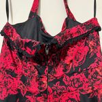 Hot Topic  MED red & black floral swing halter dress scalloped bust trim pin up Photo 10