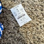 NWT J Crew Factory Medium Blue White Stripe Ruffle‎ Bikini Top Photo 4