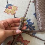 Taupe Brown Small Woven Leather Crossbody Purse Handbag Photo 9