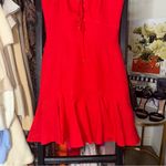 Forever New Ever New Melbourne Red Corset Style Flounce Hem Mini Linen Blend Dress Womens 2 Photo 4