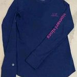 Vineyard Vines  Performance Blue Long Sleeve Top Pink Logo Women's Small Photo 0