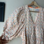 Hunter Bell Hunter‎ Bell Dress Palmer Floral Tulip Puff Sleeve White Orange Maxi Dress Sz M Photo 3