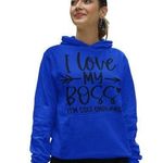Handmade I love my Boss Blue Women's Hoodie Size L Size L Photo 0