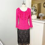 White House | Black Market Black Lace Scalloped Edge Straight Pencil Skirt Size 8 Photo 11