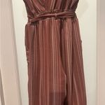 MONTEAU Rose Striped Sleeveless Jumper Size L Leg Slits Sash at waist Beach Fun Pink Size L Photo 6