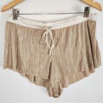 Victoria's Secret  Womens Gold Pleated Sleep Shorts Drawstring Waist Pajamas Large Photo 0