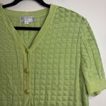 St. John  Collection Green Knit Button‎ Top Size L Short Sleeve Dog Show Photo 1