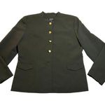 Levine Classics Women's High Neck Power Blazer Jacket Crest Buttons Size 14 Green Photo 0