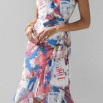 White House | Black Market WHBM Ruffle Wrap Dress Size‎ 12 in Postcard Denim Blue EUC Photo 0