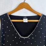 MSK Beaded Pearl Scallop Hem Sleeveless Dressy Cocktail Tank Blouse Size 1X Black Photo 2