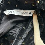 ZARA Black Velvet Gold Polka Dot Top – Party & Holiday Ready – Size M Photo 3