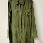Paige Long Sleeve Snap Button Utility Short Romper Military Green Women's Size M Photo 0