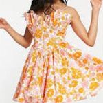 Klesis Floral Print Dress with Spaghetti Straps Orange Size M Photo 0