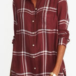 Old Navy  Classic Shirt button down long sleeve flannel plaid shirt Crimson Photo 0