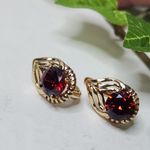 Gold Filled Garnet Red Zirconia Hoop Earrings Photo 1