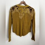 Free People  Eazy Breezy Henley Lace Knit Thermal Long Sleeve Top S Photo 2