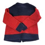 Handmade Nepal 100% Wool Hand Made Sweater Small Blue and Red Colorblock Unisex Cardigan Photo 1