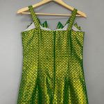 Origami Dress Formal Green Gold Mermaidcore Pointed‎ Neckline Sleeveless Women Size XXS Photo 5