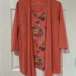 Blair  faux cardigan coral 3/4 sleeve top sz Large Photo 0