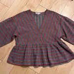 Madewell  Striped Bubble-Sleeve Peplum Top large Photo 5