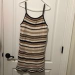American Eagle Outfitters Womens Sleeveless Crochet Dress Striped Brown Small Photo 1