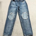 PacSun  Medium Wash Ultra High Rise Busted Knee Distressed Slim Straight Jeans 28 Photo 0