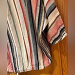 Westport Linen Tropic Striped Button Down Drawstring Waist Shirt Top Size Medium Photo 7