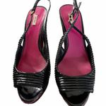 Miu Miu Black Patent Leather Sandals Peep Toe Sling Back Platforms Italy 38.5 Photo 13