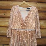 Mac Duggal 5509 SEQUINED WRAP OVER 3/4 SLEEVE GOWN Photo 7