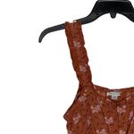 American Eagle Crop Top Size Medium Orange Floral Womens Stretch Bottom Tie Photo 2