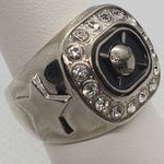 Crown Silver & Black Colored Baseball Star Ring Silver Photo 2