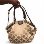 Coach Signature Canvas Shoulder Hand Bag Purse Madison Op Art Lindsey #18649 Y2K Brown Tan Leather Photo 1