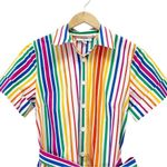 Christopher John Rogers x Target Rainbow Stripe Belted Shirt Dress Size 2 Cotton Red Photo 7