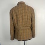 Ralph Lauren Wool Jacket Womens 16 Brown Houndstooth Plaid Equestrian Riding Zip Photo 3