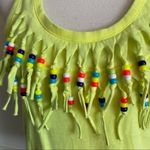 Love moschino  • Neon Yellow Fringe Beaded Tank Top Photo 3