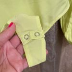 EXPRESS  Neon Yellow Satin Jacquard Balloon Sleeve Bodysuit, S NWT Photo 3