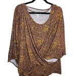 Lounge The Muses Brown Gold Top Women Size Large Faux Wrap Photo 0